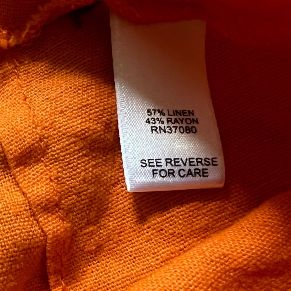 NWOT VERSONA ORANGE HIGH WAISTED LINEN BLEND FLARRED PANTS SIZE 0 S - Picture 10 of 10